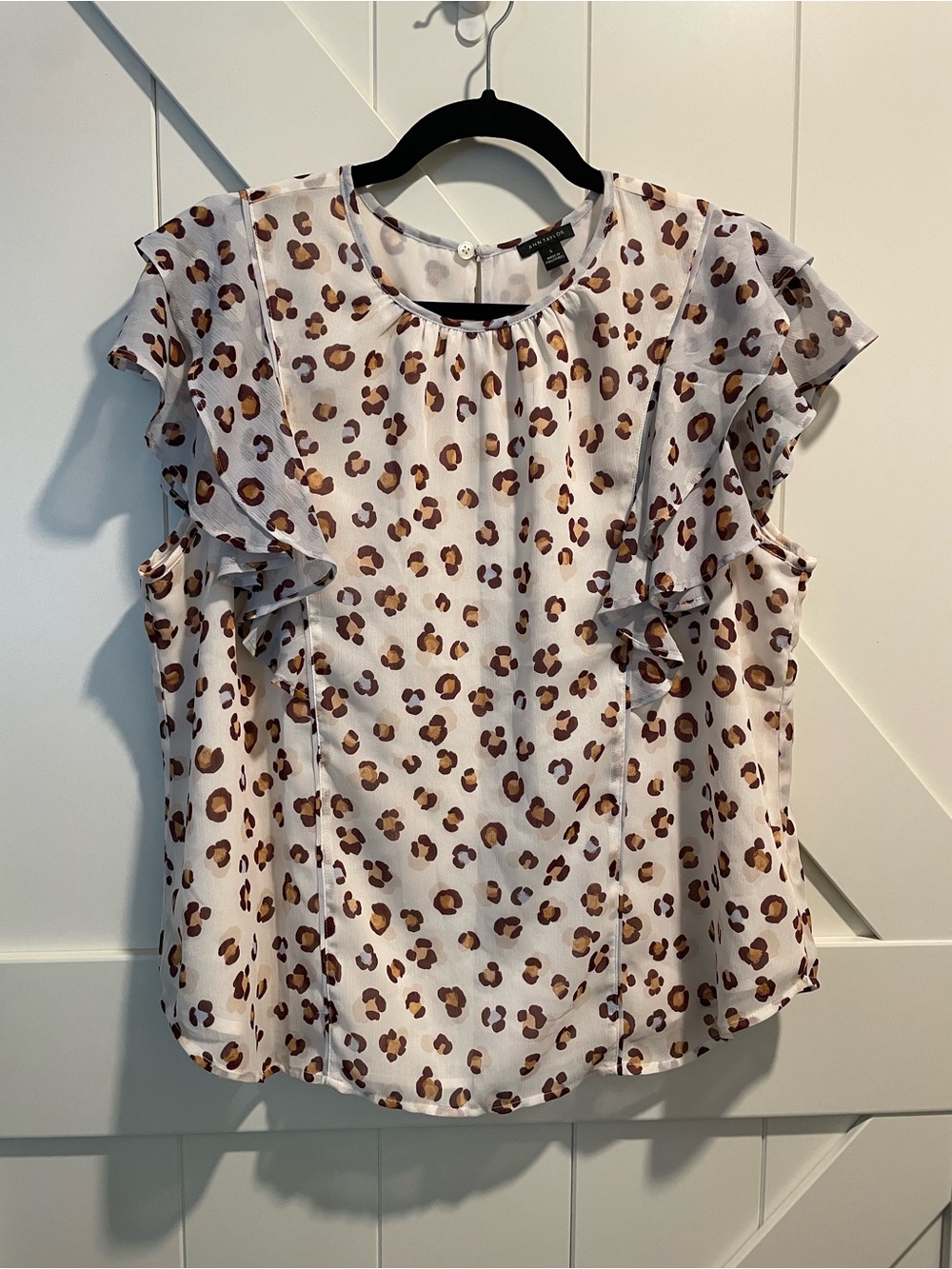 Ann Taylor Cheetah Blouse with Flutter Sleeves